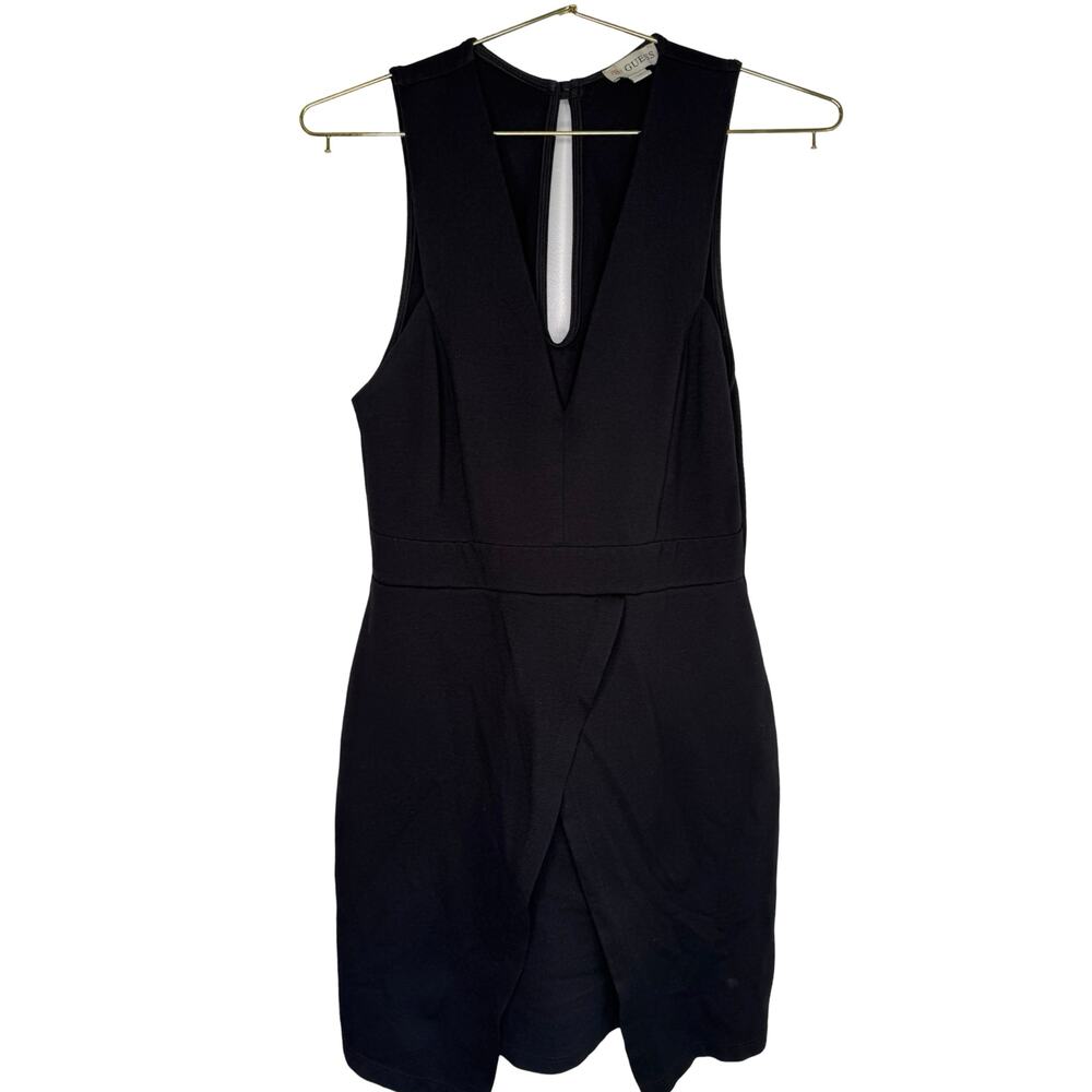 GUESS Little Black Sleeveless Mini Dress Size S/P V-Neck Tulip Hem
